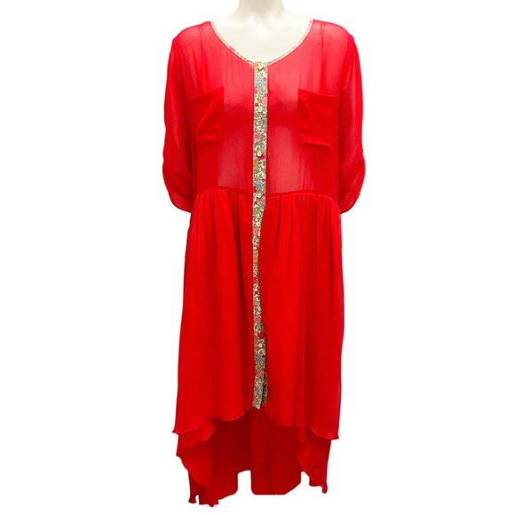 Natasha Zinko Red Silk Kaftan Dress - Picture 1 of 5
